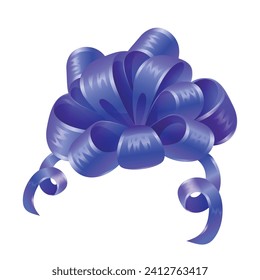 Vector blue bow illustration on white background.