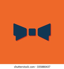 Vector blue bow-tie icon on orange background 