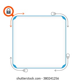 Vector blue box to fill your text and padlock