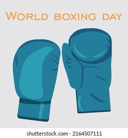 vector blue boxing gloves,
front and back view. Isolated vector illustration. World boxing day.