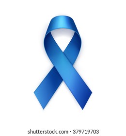 Vector Blue Breast Cancer Ribbon Isolated on White Background