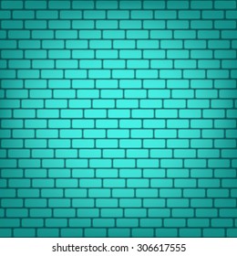 Vector blue brick wall seamless background.