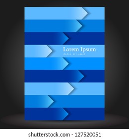 Vector blue brochure cover design with arrows. EPS 10