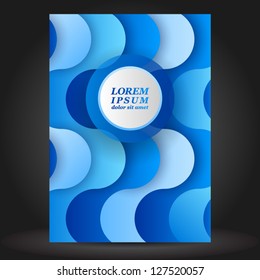 Vector blue brochure cover design with waves. EPS 10