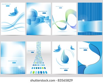 Vector blue brochure design set