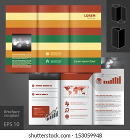 Vector blue brochure template design with horizontal lines. EPS 10