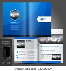 Vector Blue Brochure Template Design With White Arrow. EPS 10