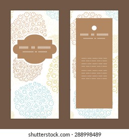Vector blue brown abstract seaweed texture vertical frame pattern invitation greeting cards set