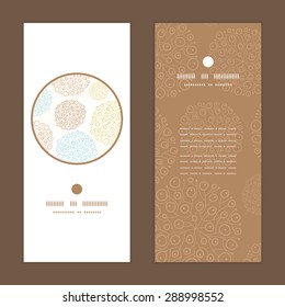Vector blue brown abstract seaweed texture vertical round frame pattern invitation greeting cards set