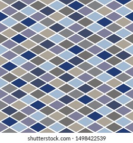 Vector Blue Brown Beige Gray Purple Diamonds Seamless Repeat Pattern