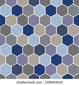 Vector Blue Brown Beige Gray Purple Hexagons Seamless Repeat Pattern