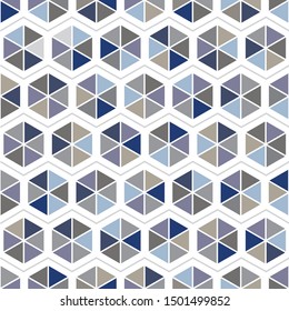 Vector Blue Brown Beige Gray Purple Triangles Hexagons Seamless Repeat Pattern