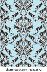 Vector blue and brown decorative royal seamless floral ornament