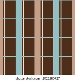 Vector blue brown grid checkered seamless pattern