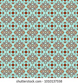 Vector blue, brown and red seamless background pattern with rhombuses.
