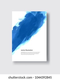 Vector of blue brush strokes poster. Grunge isolated elements. Smoke brushes for your design. Freehand. Watercolor splash. Acrylic stamp. Vector illustration