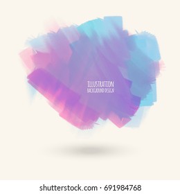 Vector blue brush strokes. Watercolor Grunge isolated elements. Smoke brushes for your design. Freehand. Ink splash. Acrylic stamp. Vector illustration