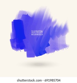 Vector blue brush strokes. Watercolor Grunge isolated elements. Smoke brushes for your design. Freehand. Ink splash. Acrylic stamp. Vector illustration
