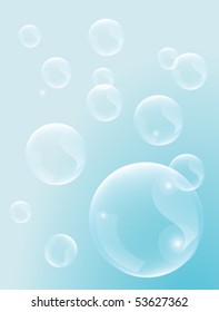 Vector blue bubbles background