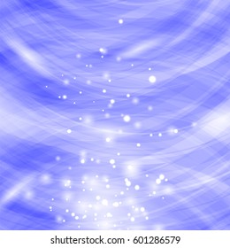 Vector Blue Burst Blurred Background. Sparkling Texture. Star Flash. Glitter Particles Pattern. Starry Explosion