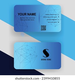  vector blue business visit card with abstract black lines