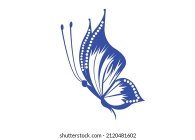 Vector of blue butterfly on white