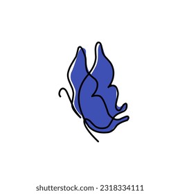 mariposa azul vectorial sobre un fondo blanco para el icono del libro infantil, linda ilustración