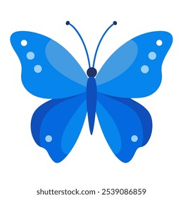 Borboleta azul vetorial (Polyommatus icarus) com asas abertas
