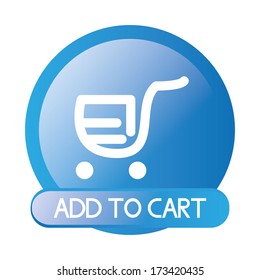 Vector Blue Button For On line Shopping Isolated