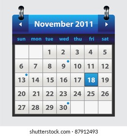 Vector blue calendar with spiral