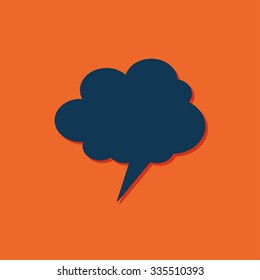 Vector blue callout icon on orange background 