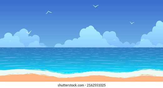 Vector Blue Calm Ocean Shore 