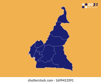 Vector blue of Cameroon map on yellow background.