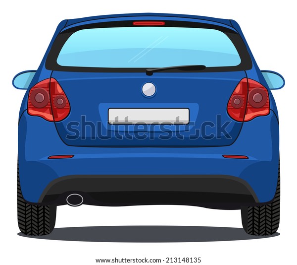 Vector Blue Car Back View Stock Vector (Royalty Free) 213148135