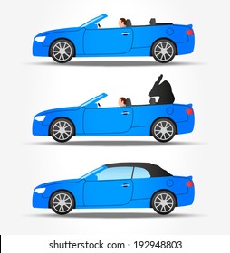 Vector Blue Car with Different Roof Positions