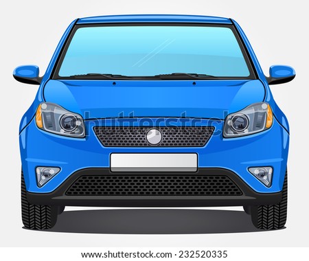 Vector Blue Car Front View Stock Vector (Royalty Free) 232520335