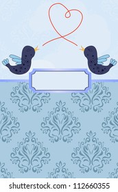 vector blue card card with birds and banner