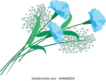 vector blue carnation flowers