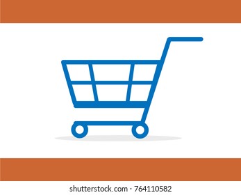 Vector blue cart icon Shopping on white background 