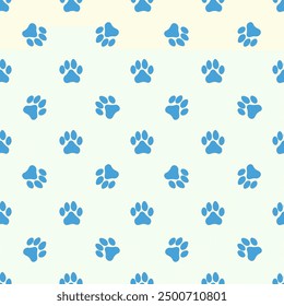 Vector blue cat paw pattern