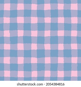 Vector blue checkered pink seamless pattern