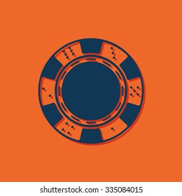 Vector blue chip icon on orange background 