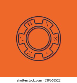 Vector blue chip icon on orange background 