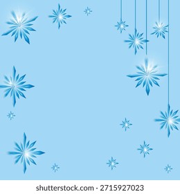 Fondo de Navidades azul Vector con cristales brillantes en forma de copos de nieve.