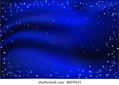 Vector blue christmas background with stars and snowflakes.