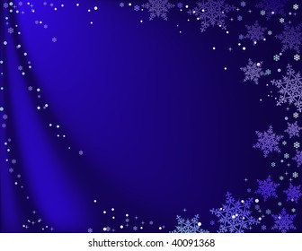 Vector blue christmas background with stars and snowflakes.