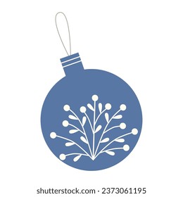 Vektorblauer Weihnachtsball auf weißem Hintergrund