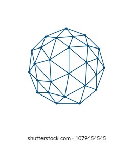 Vector Blue Circle in Polygon style. Geometric Circle Logo. Illustration Faceted Shape. Design for post card, business card and poster. Geometric shape.