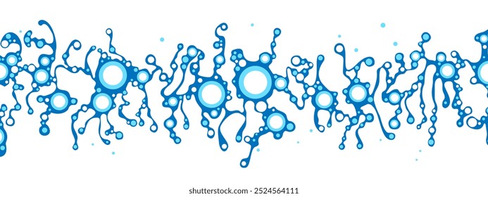 Vector blue circular background frame. Space arnament. Pattern of chaotic matter, grids. Community of points. Dancing people top view. Design for business, presentations, technology.
