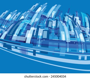 vector blue city (abstract background)